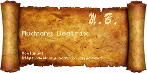 Mudrony Beatrix névjegykártya